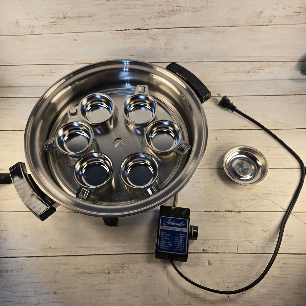 Lifetime Custom Desig. Electric Casserole Skillet 92010 Stainless Poacher no Lid